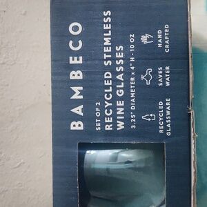BAMBECO RECYCLED STEMLESS WINE GLASES AQUA SET OF 2